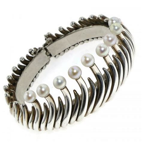 Antonio Pineda Taxco Mexican Pearl Silver Bracelet Item