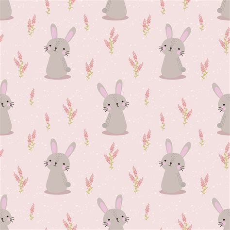 Premium Vector Cute Rabbit And Sweet Flower Seamless Pattern