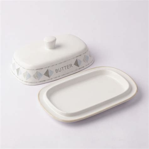 White Ceramic Butter Dish Dusaan