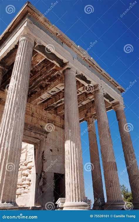 Ionic Columns At Erechtheum Of Acropolis Stock Image Image Of Captial