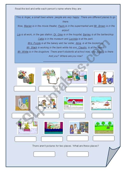 Places in town - ESL worksheet by gabi31