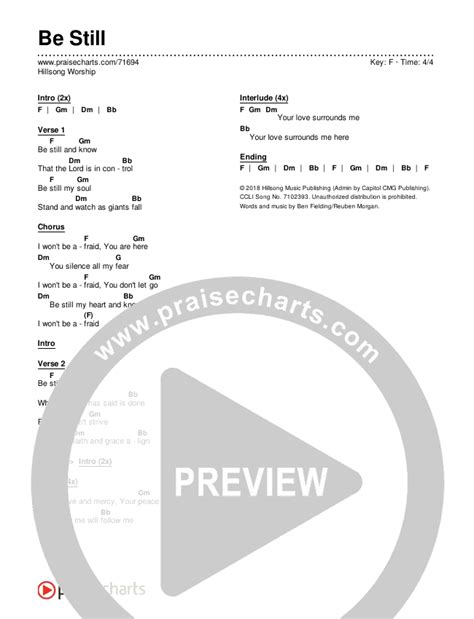 Be Still Chords PDF (Hillsong Worship) - PraiseCharts