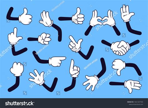 Cartoon Arms Gloved Hands Different Gestures Stock Vector (Royalty Free ...