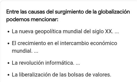 Causas y consecuencias de la globalización Brainly lat