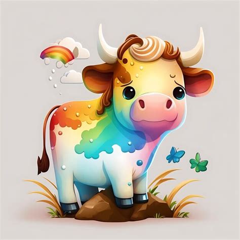 Premium Photo Cute Cattle Colorful Cartoon Vector Art