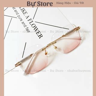 Mắt Kính mát kính ko viền kim tuyến tròng ombre má hồng siêu hot Bự