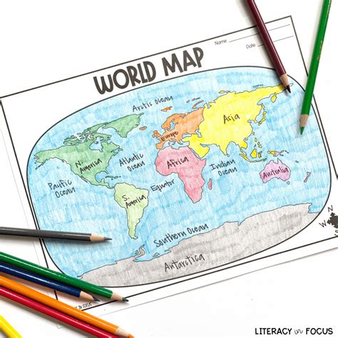 Printable World Map Worksheet and Quiz | Literacy In Focus