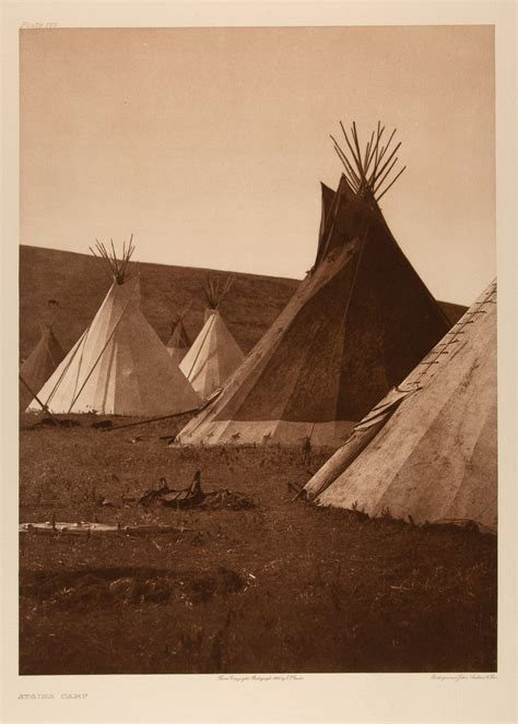 Edward S Curtis Group Of Three Tipi Photogravures Cree Tipis 1928 Atsina Camp 1908