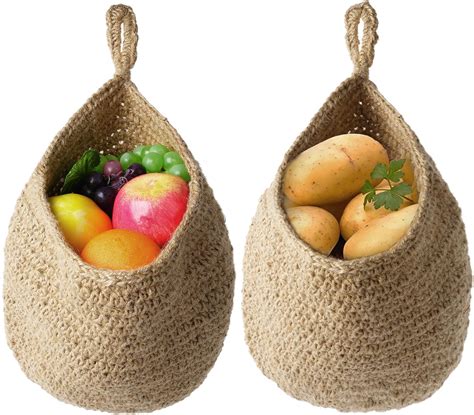 Amazon Jinei 3 Pcs Teardrop Jute Hanging Storage Basket Teardrop