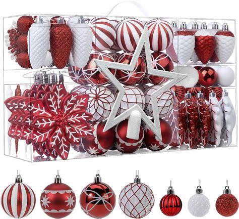 Shareconn 106pcs Christmas Balls Ornaments Set Shatterproof Plastic