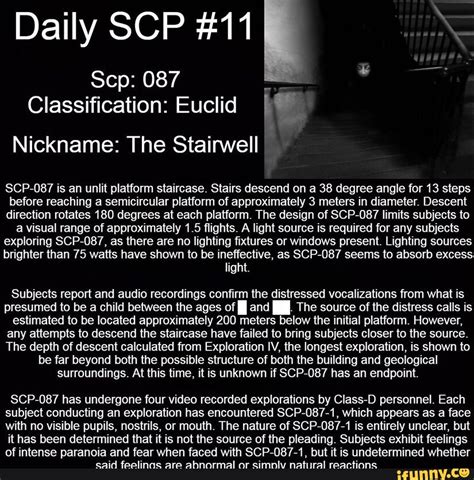 Daily Scp 11 Scp 087 Classification Euclid Nickname The Stairwell