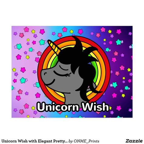 Unicorn Wish With Elegant Pretty Rainbow Stars Postcard