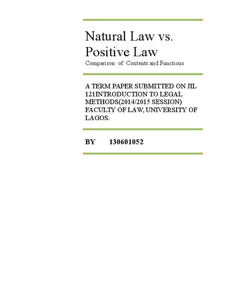 (DOC) Natural Law vs. Positive Law : Comparison of Contents and Functions