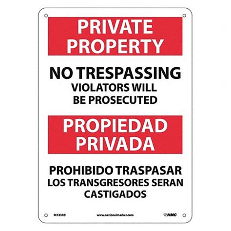 No Trespassing Sign Bilingual Grainger