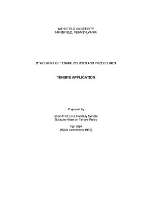 Fillable Online Statement Of Tenure Policies And Procedures Fax Email