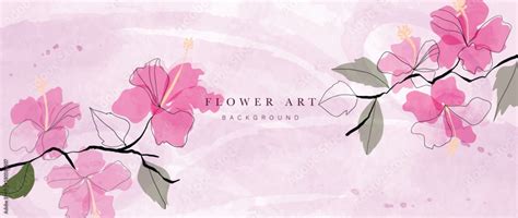 Abstract Floral Art Background Vector Botanical Watercolor Hand