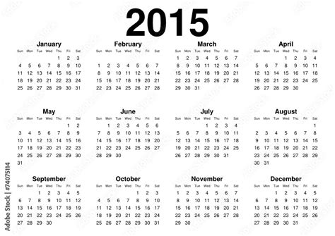 Calendario 2015 Vector De Stock Adobe Stock