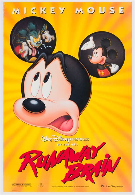 1995 Runaway Brain Mickey Mouse Promotional One Sheet Poster - ID ...