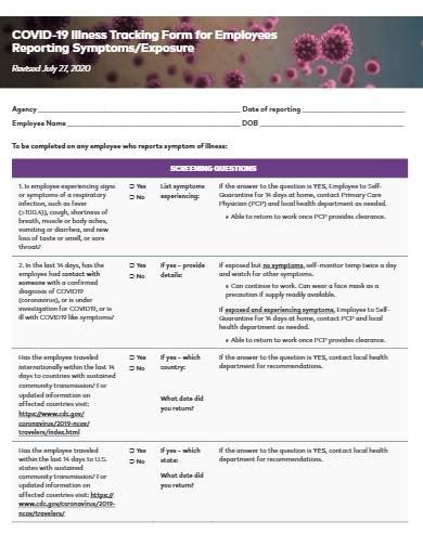 Employee Illness Log Template