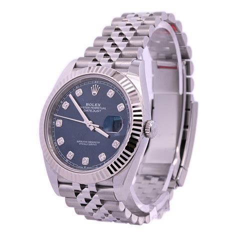 Rolex Datejust Stainless Steel 41mm Blue Diamond Dot Dial Watch Refere ...