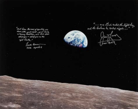 Bonhams Apollo 8 Earthrise Signed By Borman And Lovell With Christmas