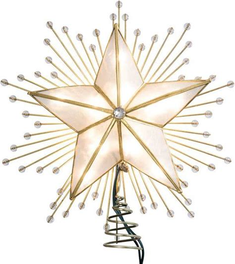 Kurt Adler 10 Inch 5 Point Capiz Star Treetop With Rays And Beads