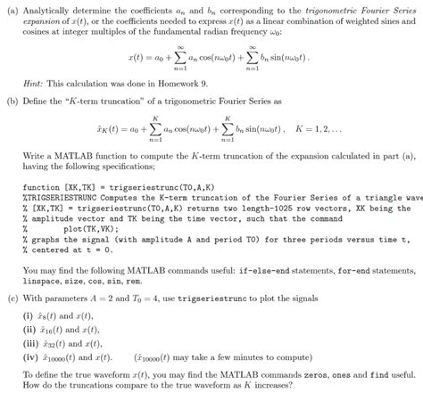 Solved Exercise 5 Fourier Series Representations Consider