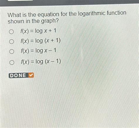 Solved What Is The Equation For The Logarithmic Function Shown In The Graph Fxlog X1 Fx