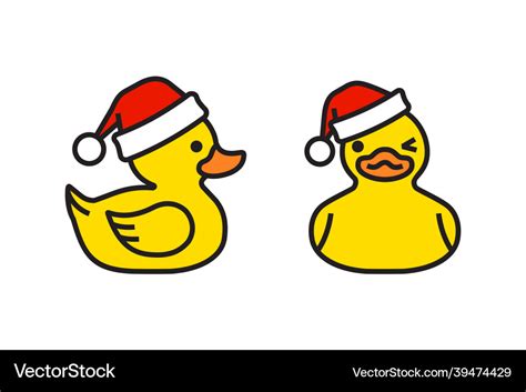 Yellow Rubber Duck In Santa Claus Hat Royalty Free Vector