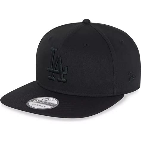 Casquette Plate Noire Snapback Avec Logo Noir 9FIFTY Los Angeles