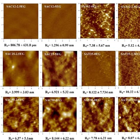 Tapping Mode AFM Height Images In Air And The Estimated Roughness Of