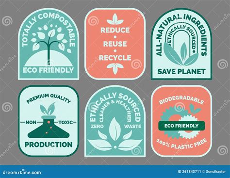 Sticker Set Design for Eco Friendly Product Package Stock Vector - Illustration of recycle ...