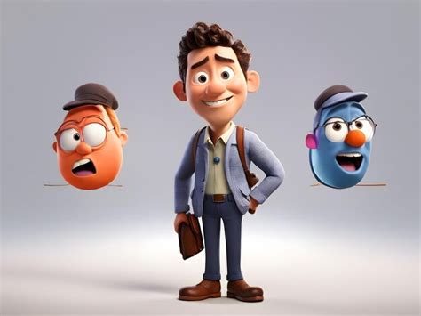 Premium AI Image | 3D cartoon pixar character portraits detective white ...