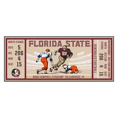 Florida State University Ticket Runner Mat 30x72 Etsy