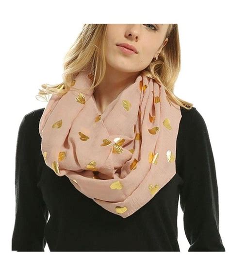 Women Soft Scarf Heart Shape Print Lightweight Shawl Bronzing Neck Wrap