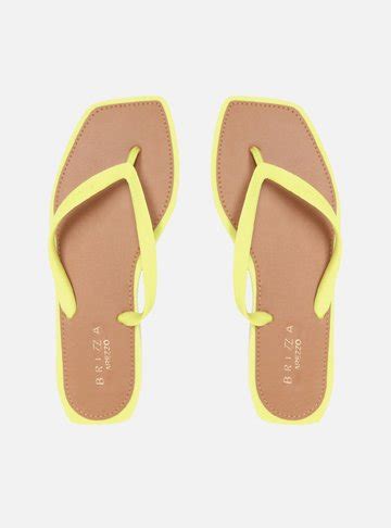 Chinelo De Dedo Amarelo Bico Quadrado Palmilha Brizza Arezzo