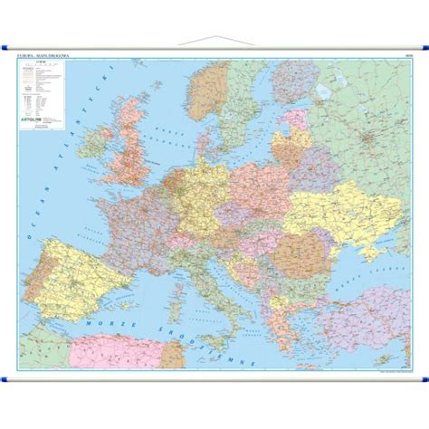 Europa mapa ścienna drogowa samochodowa DUŻA XXL na 2024 AKTUALNA