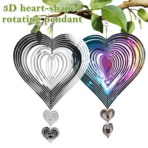 3D Heart Wind Spinner Metal Stainless Steel Heart Wind Catchers With