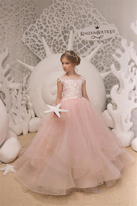 Ivory And Blush Pink Lace Tulle Formal Flower Girl Dress For Etsy