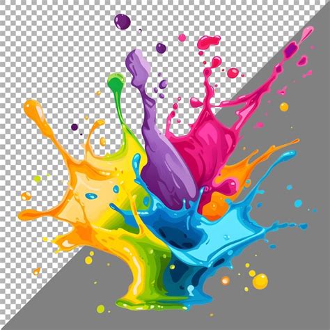 Premium Psd Colorful Paint Splashes On Transparent Background Ai