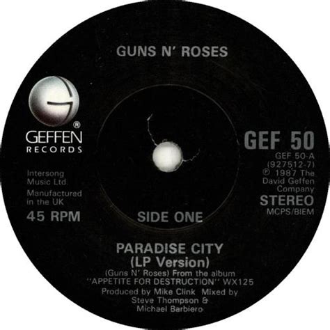 Guns N Roses Paradise City Uk 7 Vinyl Single 7 Inch Record 45 666