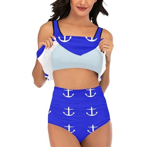 Royal Anchors High Waisted Flounce Bikini Set Model S Id D