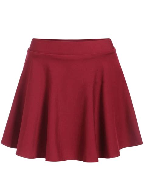 Wine Red High Waist Flare Mini Skirt Sheinsheinside