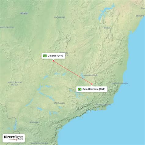Goiania Belo Horizonte Distancia - Direct flights from Belo Horizonte to Goiania (CNF-GYN) - Directflights.com
