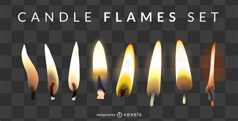 Candle Flame Design Set Vector Download