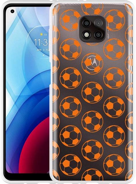 Hoesje Geschikt Voor Motorola Moto G Power 2021 Orange Soccer Balls Bol