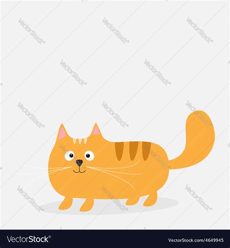 Cute cartoon red fat cat card kids background Vector Image