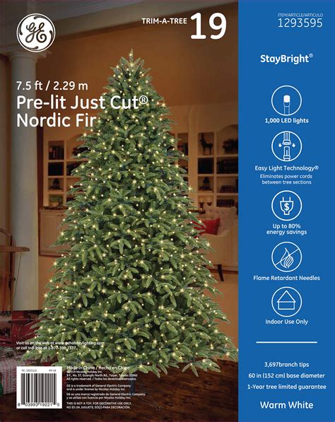 19221 Ge Just Cut® Nordic Fir 75 Ft Staybright® Led 1000ct