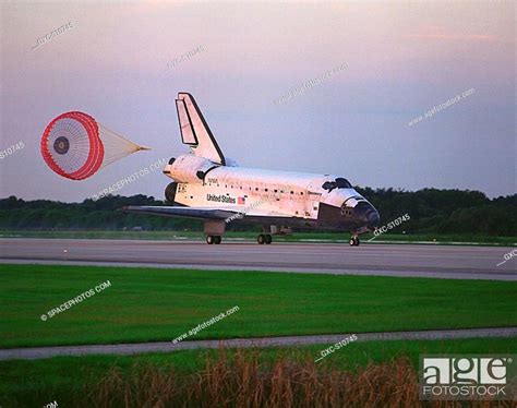 With Drag Chute Deployed The Space Shuttle Orbiter