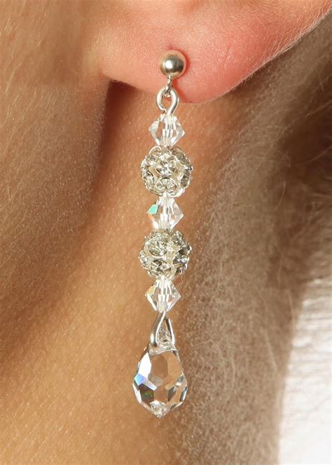 Boucles d oreilles mariée pendantes en cristal et strass Glamour